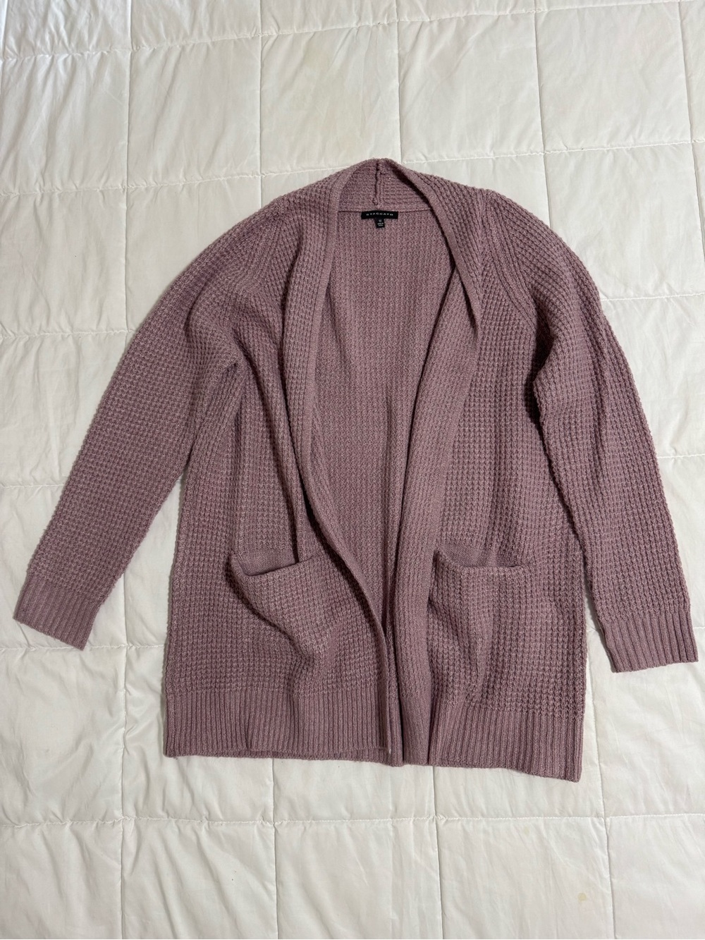 Staccato Light Purple Open-Front Waffle Knit Cardigan